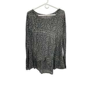 Peruvian Connection Top Tunic Black Gray Size XL
